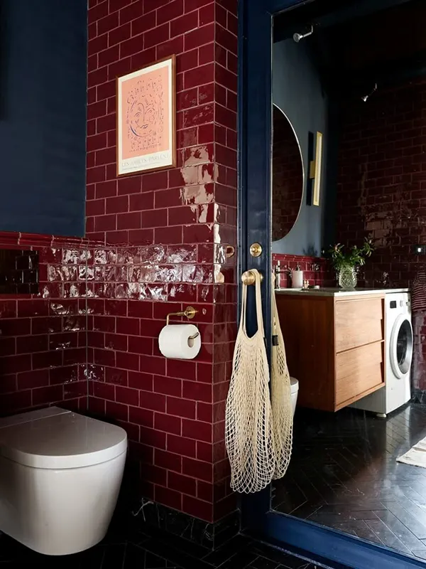 Red ceramic tiles for bathroom