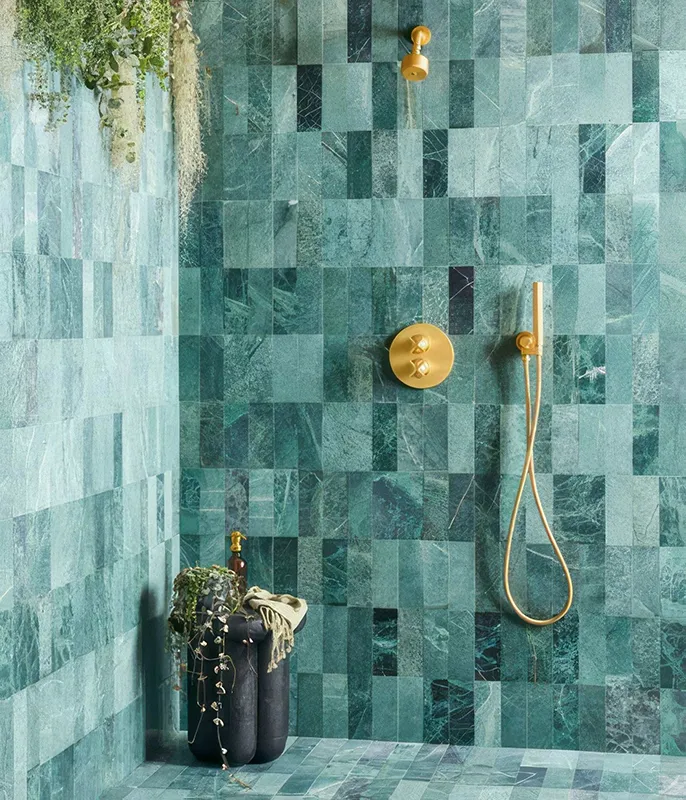 Patterned bathroom tiles