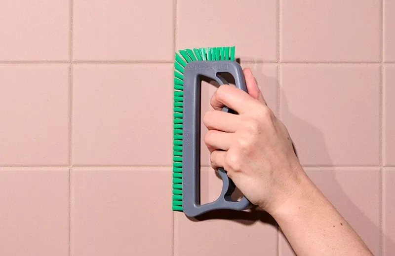 Brush Cleaning to Remove Efflorescence and White Residue from Ceramic and Porcelain Tiles