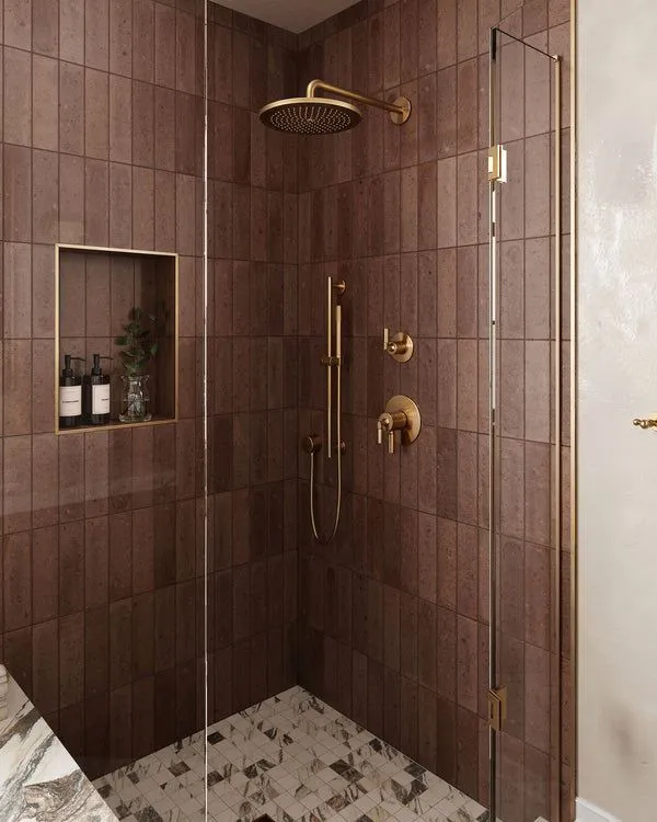 Brown ceramic tiles for bathroom