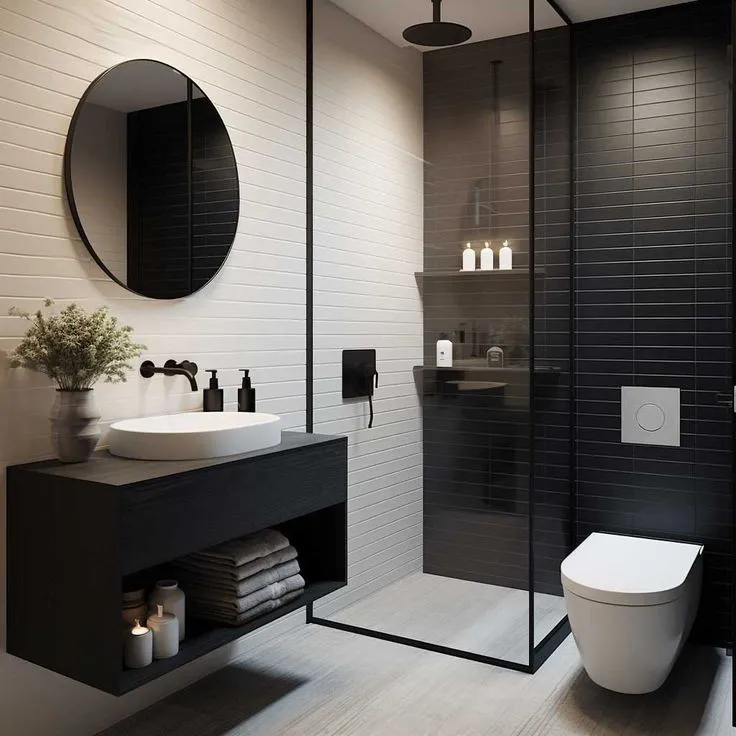 Black ceramic tiles for bathroom