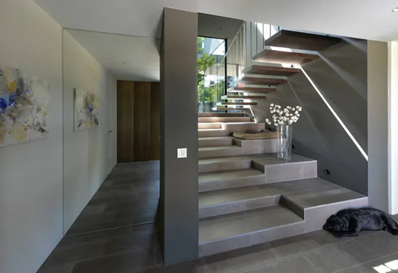 Modern Stone-Look Ceramic Tiles for Stairs