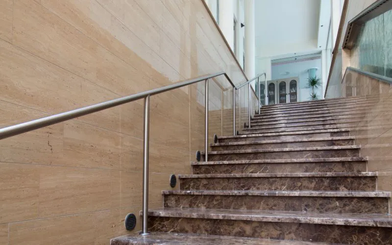 Stone-Look Ceramic Tiles for Staircase Walls