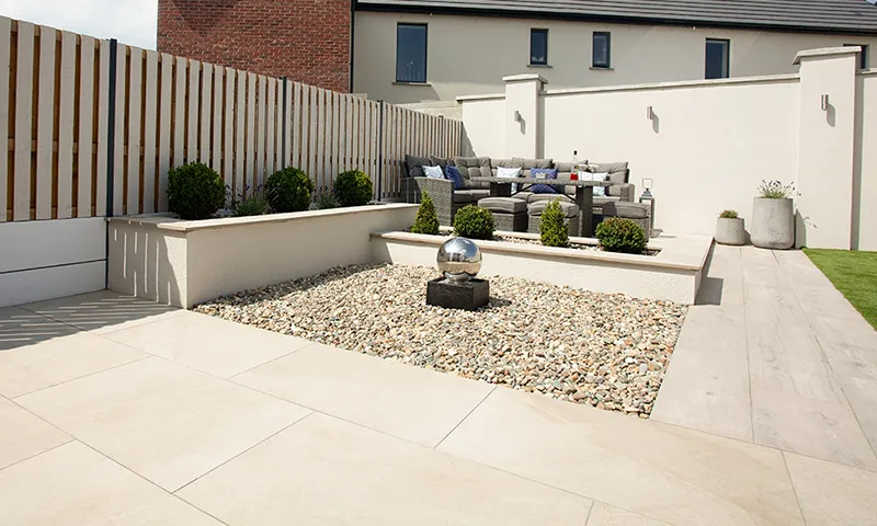 Slab porcelain tiles for the yard