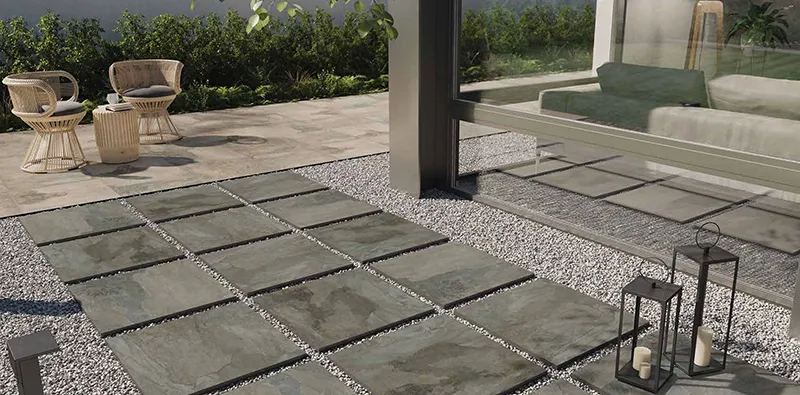Standard porcelain tiles for the yard